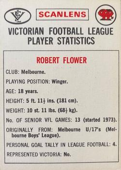 1974 Scanlens VFL #72 Robert Flower Back